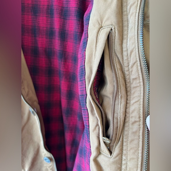 Orvis Classic Barn Coat Brown Canvas Fleece Lined Corduroy Collar Mens Large - Picture 6 of 9